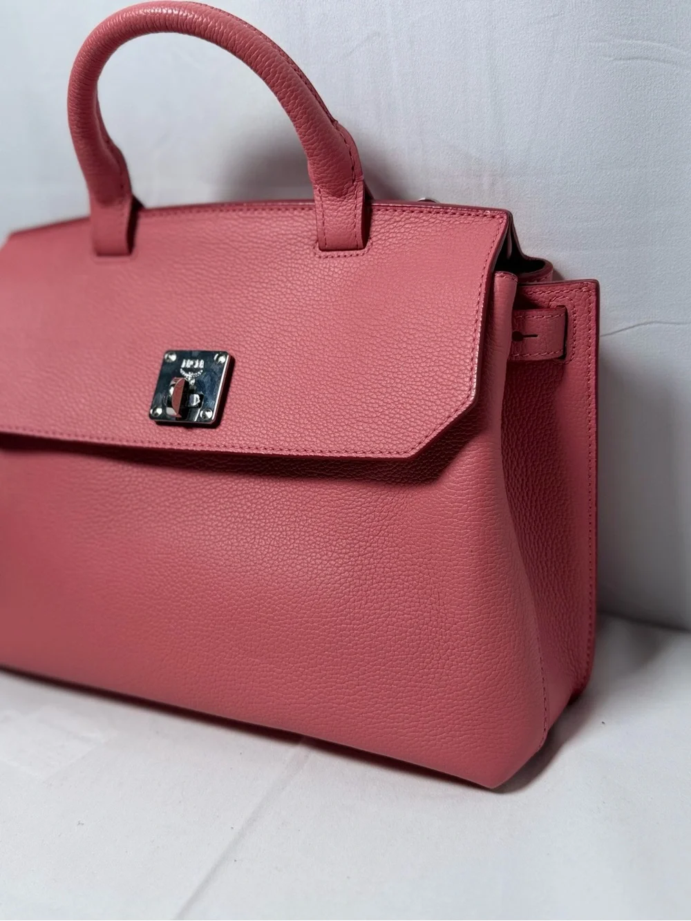 MCM Rose Pink Top-Handle Satchel with Detachable Strap